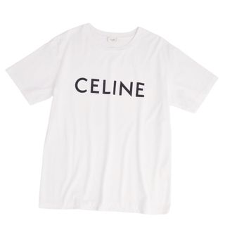 セリーヌ(celine)の美品 セリーヌ CELINE Tシャツ カットソー 半袖 ショートスリーブ ロゴ柄 コットン トップス メンズ XS ホワイト(Tシャツ/カットソー(半袖/袖なし))