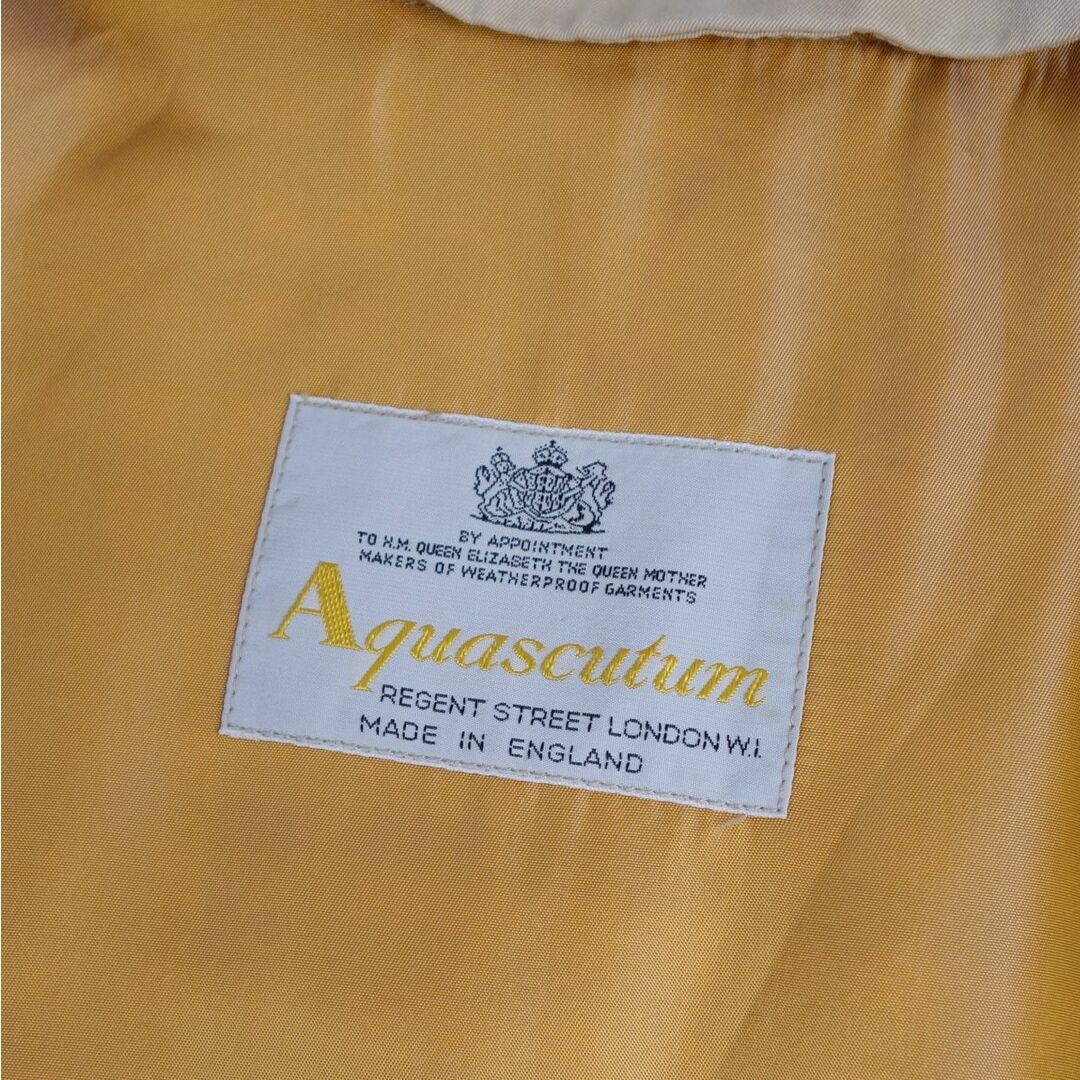 美品 アクアスキュータム Aquascutum コート Aqua5 ステンカラーコート バルマカーンコート ライナー付き 英国製 アウター メンズ M相当 ベージュ
