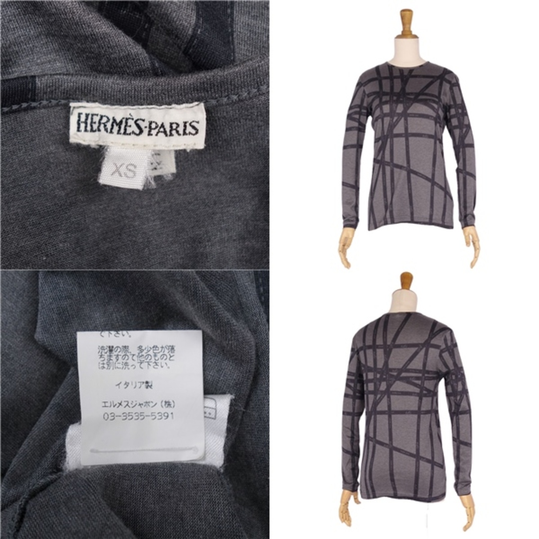 Hermes(エルメス)の美品 エルメス HERMES Tシャツ カットソー マルジェラ期 ロングスリーブ ボルデュック トップス レディース XS グレー レディースのトップス(Tシャツ(半袖/袖なし))の商品写真