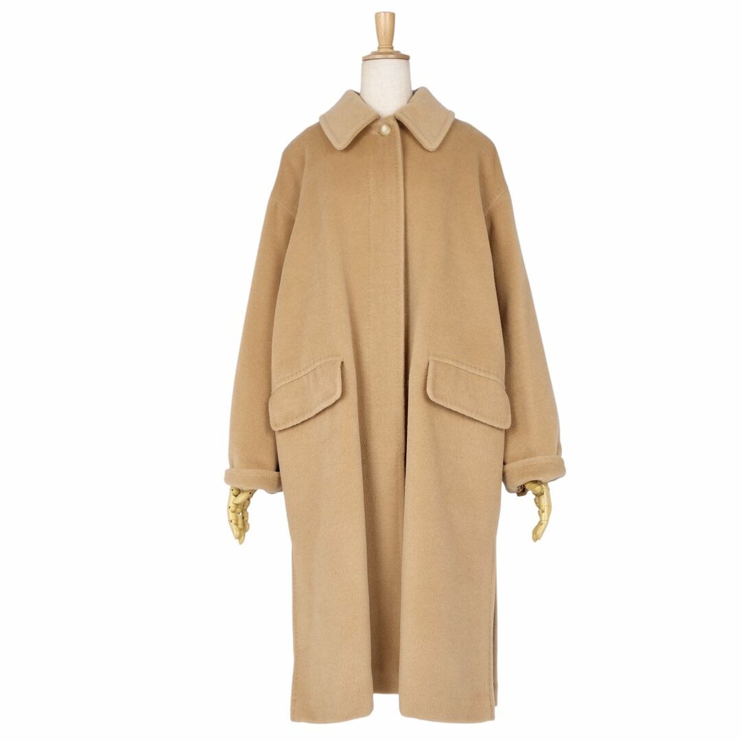 極美品 マックスマーラ Max Mara コート ロングコート ステンカラーコート 白タグ ウール カシミヤ アウター レディース JI42 USA8  FB40(M相当) ブラウン