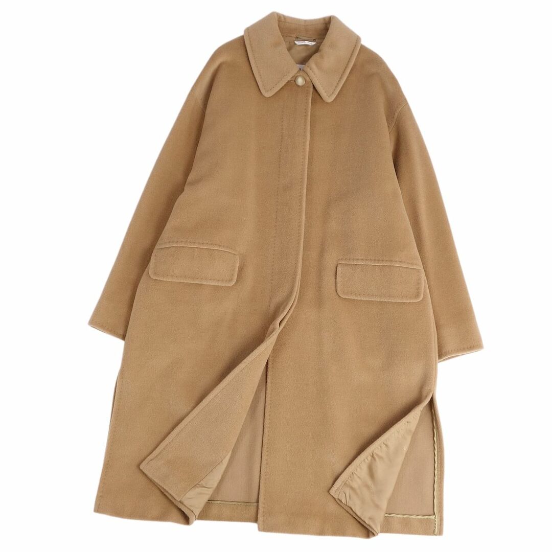 極美品 マックスマーラ Max Mara コート ロングコート ステンカラーコート 白タグ ウール カシミヤ アウター レディース JI42 USA8  FB40(M相当) ブラウン