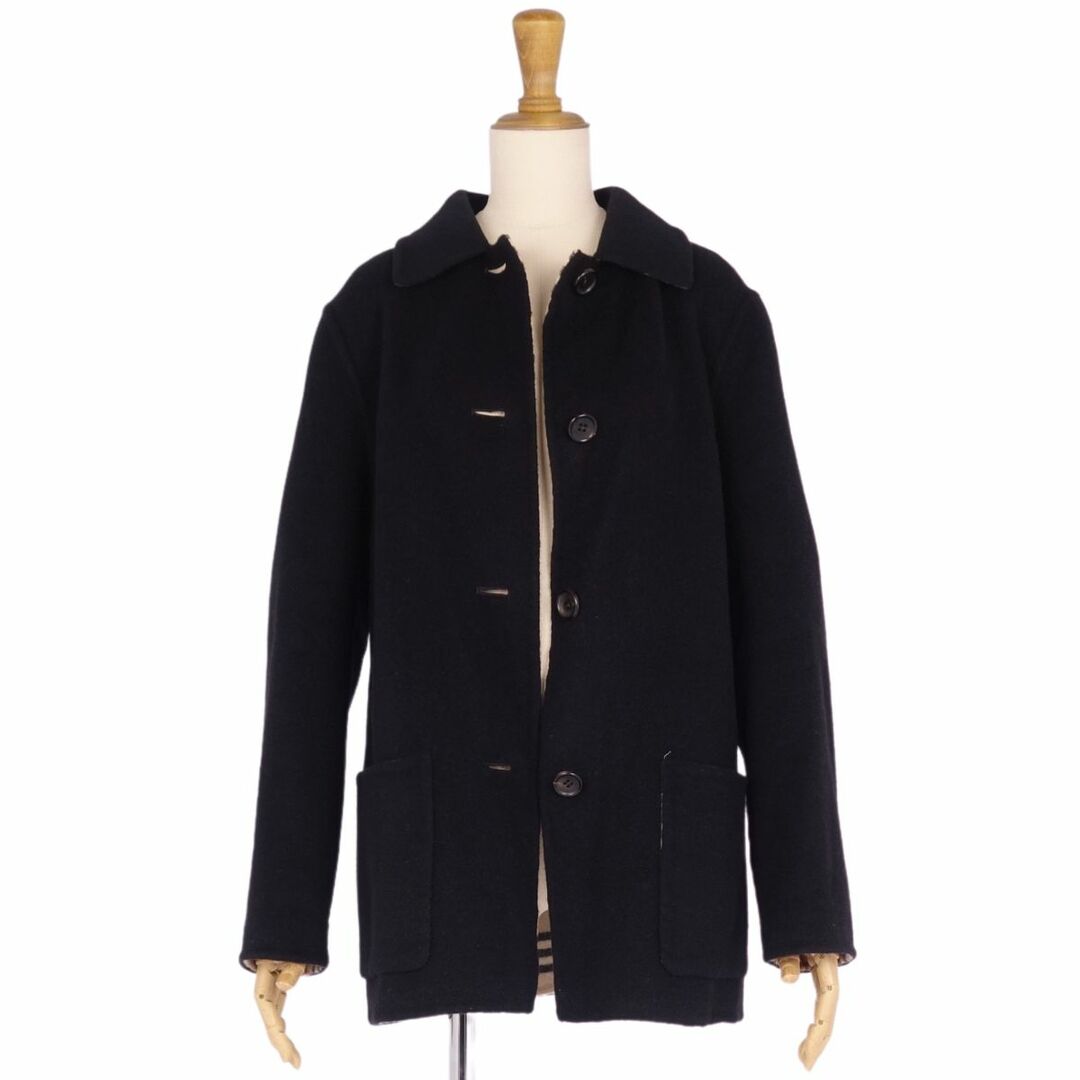 バーバリー ロンドン BURBERRY LONDON コート ステンカラーコート ショート丈 裏チェック ウール カシミヤ アウター レディース 40(M相当) ブラック バーバリー ロンドン BURBERRY LONDON コート ステンカラーコート ショート丈 裏チェック ウール カシミヤ アウター レディース 40(M相当) ブラック