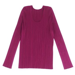 プリーツプリーズイッセイミヤケ(PLEATS PLEASE ISSEY MIYAKE)の美品 プリーツプリーズ イッセイミヤケ PLEATS PLEASE シャツ ブラウス ロングスリーブ プリーツ トップス レディース 3(L相当) ピンク(シャツ/ブラウス(長袖/七分))