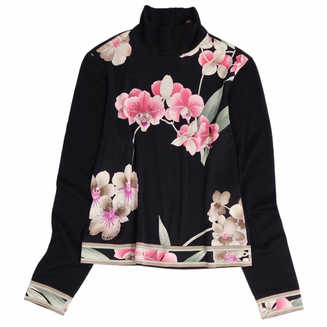 レオナール LEONARD FASHION ニット セーター ハイネック ロングスリーブ 花柄 ウール シルク トップス レディース M ブラック/ピンク/グリーン | フリマアプリ ラクマ