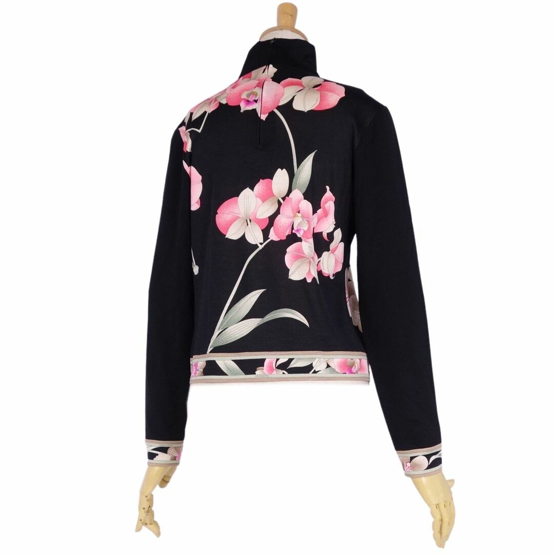 レオナール LEONARD FASHION ニット セーター ハイネック ロングスリーブ 花柄 ウール シルク トップス レディース M ブラック/ピンク/グリーン