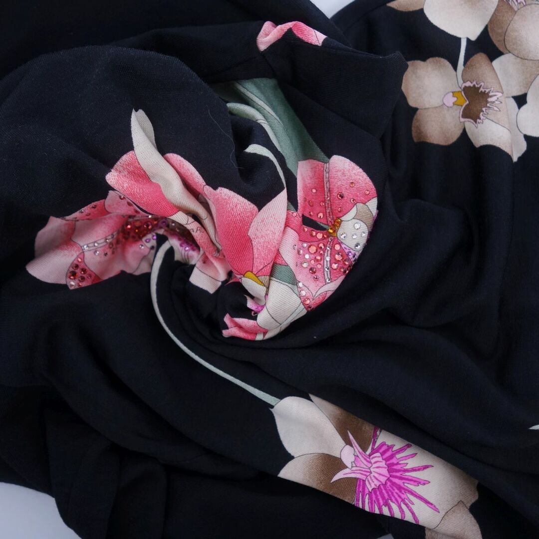 美麗品✨レオナール 花柄 チェック シルク 刺繍 セットアップ ピンク Mサイズ