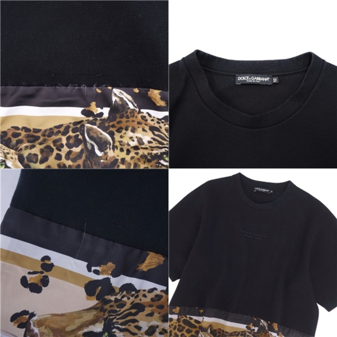 DOLCE&GABBANA(ドルチェアンドガッバーナ)のドルチェ&ガッバーナ DOLCE&GABBANA Tシャツ カットソー 半袖 ショートスリーブ ヒョウ柄 トップス メンズ 52(XL相当) ブラック/ベージュ/ブラウン メンズのトップス(Tシャツ/カットソー(半袖/袖なし))の商品写真