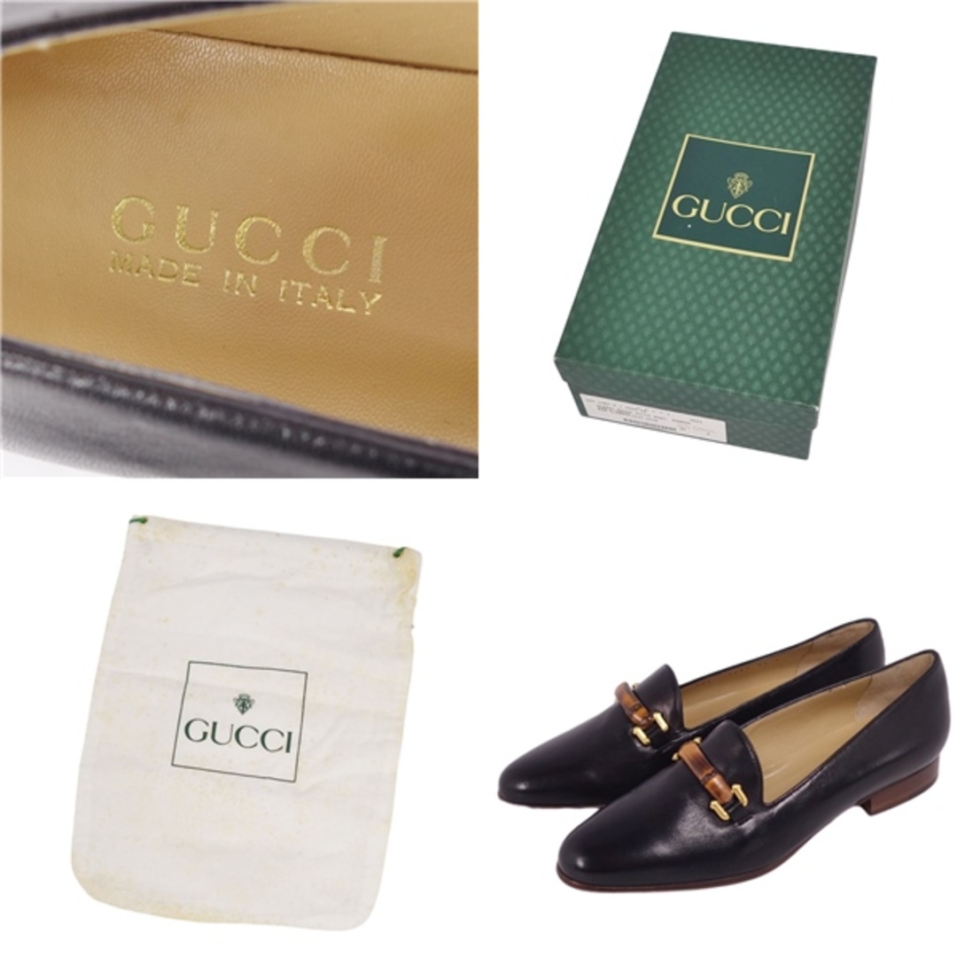 Gucci(グッチ)の未使用 Vintage グッチ GUCCI ローファー ホースビット バンブー ピッグスキン シューズ レディース 37C(24cm相当) ブラック レディースの靴/シューズ(ローファー/革靴)の商品写真