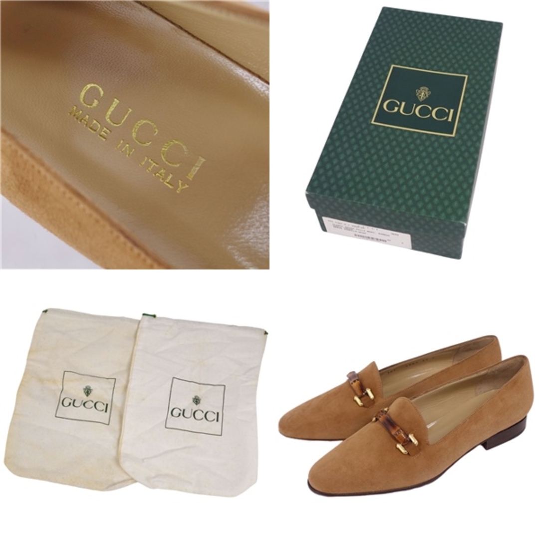 Gucci(グッチ)の未使用 Vintage グッチ GUCCI ローファー ホースビット バンブー スウェードレザー シューズ レディース 37C(24cm相当) ブラウン レディースの靴/シューズ(ローファー/革靴)の商品写真