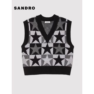 サンドロ(Sandro)の❤️Sandro23新作新品　グレー　ニット　ベスト　上品(ベスト/ジレ)