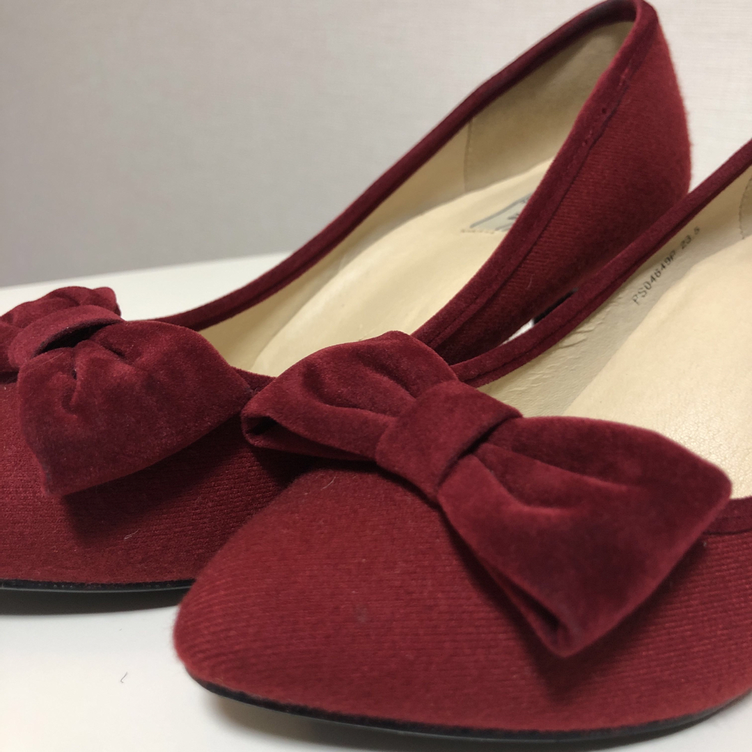 RANDA(ランダ)のランダ#RANDA#赤いハイヒール#23.5cm#リボンパンプス#ベロア#レッド レディースの靴/シューズ(ハイヒール/パンプス)の商品写真