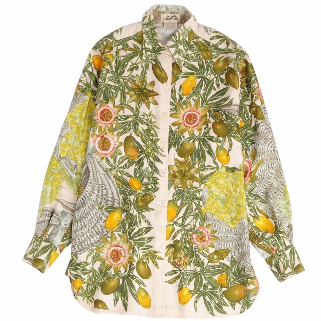 Vintage エルメス HERMES シャツ ブラウス ロングスリーブ 総柄 シルク100% トップス レディース 34(S相当) マルチカラー | フリマアプリ ラクマ