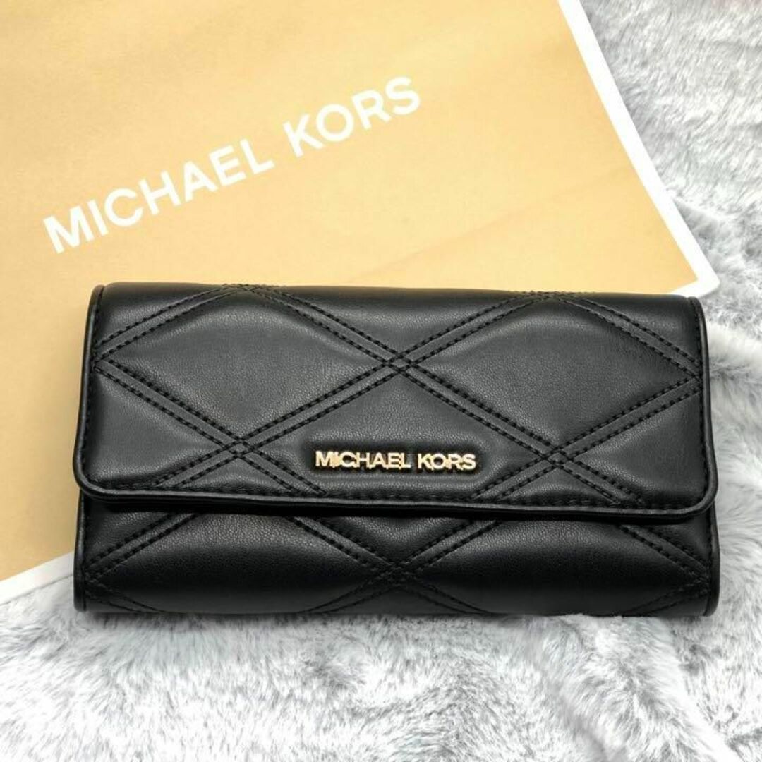 Michael Kors(マイケルコース)の⭐MICHAELKORS⭐マイケルコース⭐新品 キルティング長財布 黒ブラック レディースのファッション小物(財布)の商品写真