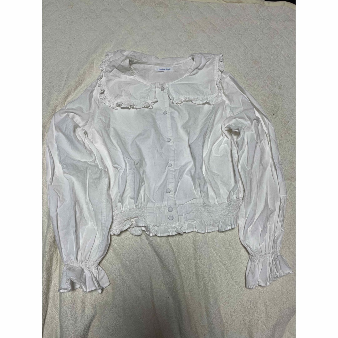 長袖襟付き白シャツ レディースのトップス(シャツ/ブラウス(長袖/七分))の商品写真