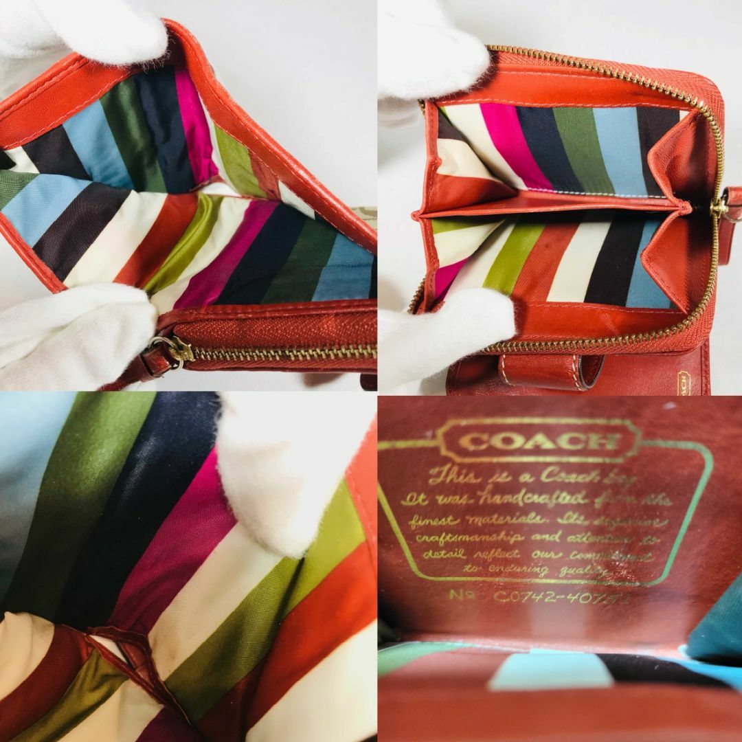 COACH(コーチ)のCOACHコーチ２つ折り財布　オレンジ系 レディースのファッション小物(財布)の商品写真