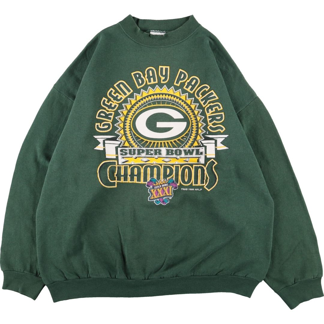 90年代 タルテックス Tultex GREEN BAY PACKERS グリーンベイ パッカーズ SUPER BOWL XXXI スーパーボウル プリントスウェットシャツ トレーナー USA製 メンズXL ヴィンテージ /eaa335359