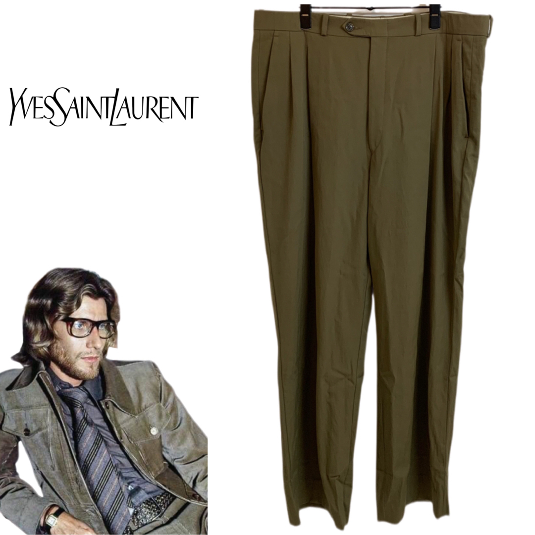 YVES SAINT LAURENT 80s カナダ製 ワイドスラックスパンツ