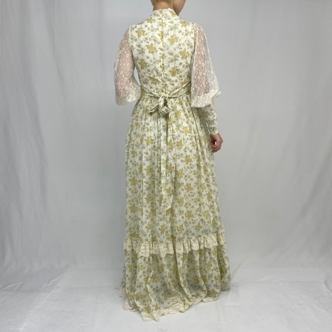 70年代 ガンネサックス GUNNE SAX Jessica 花柄 マキシ丈 長袖 フレア ワンピース USA製 レディースM ヴィンテージ /evb002252 1