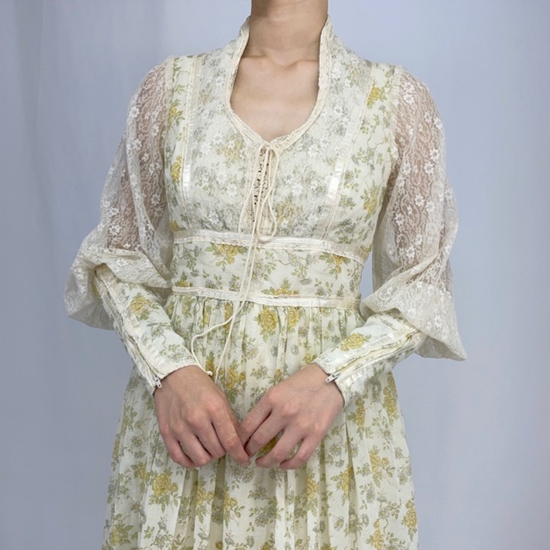 70's GUNNE SAX 天使柄ワンピースドレス