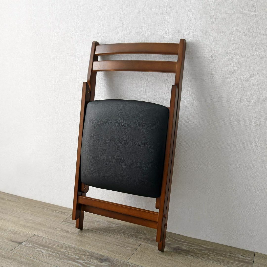 【色: ブラウン】萩原 折りたたみ 椅子 コンパクト チェア ダイニング リビン