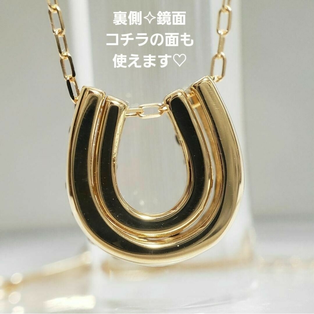 新品✧︎K18 天然ダイヤモンド ブラック&シャンパン☆ ダブル馬蹄 ペンダント