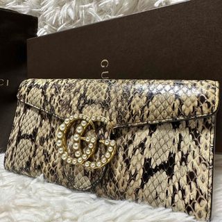 大手サイト GUCCI グッチ 長財布 ラウンド プチマーモント パイソン 蛇
