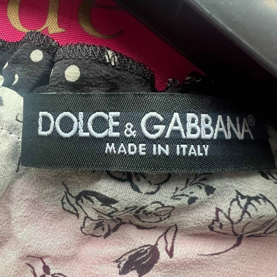 DOLCE&GABBANA(ドルチェアンドガッバーナ)の【良品】DOLCE&GAABANA シフォンワンピース 総柄 フリル 36 半袖 レディースのワンピース(ひざ丈ワンピース)の商品写真