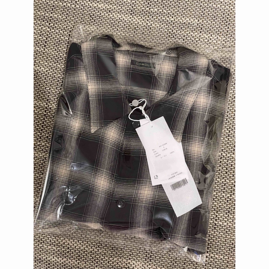 COMOLI(コモリ)の新品 23SS comoliレーヨンチェック オープンカラーシャツ オンブレ 3 メンズのトップス(シャツ)の商品写真