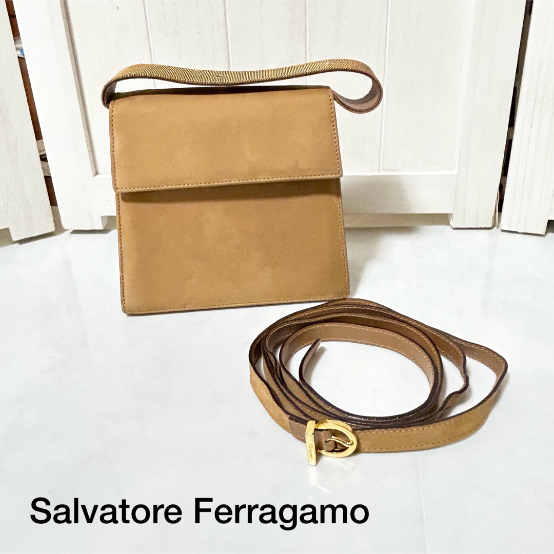 訳ありSalvatore Ferragamo スエード 2way バッグ - ショルダーバッグ