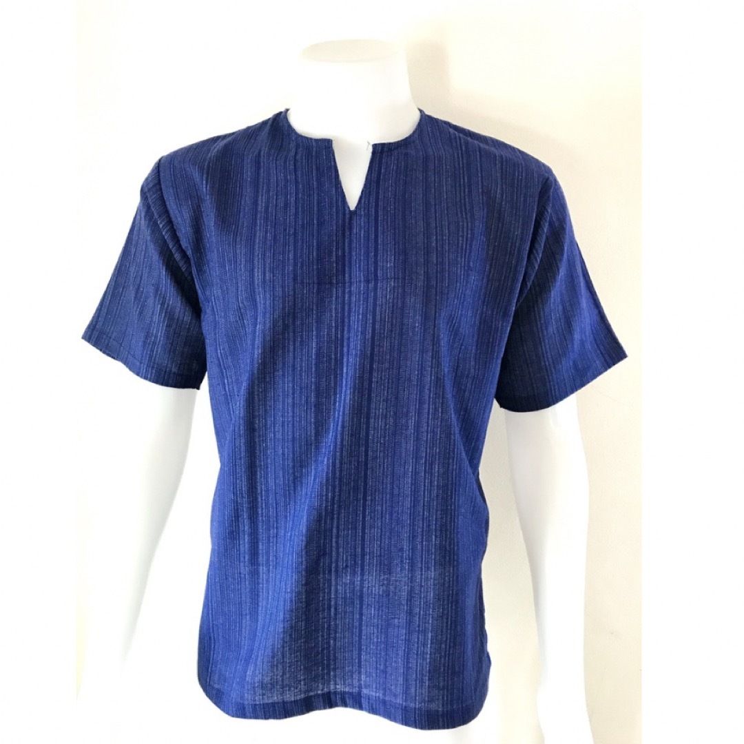 【THA000410XL】Tシャツ　Vネック半袖　シンプル　エスニック　アジアン メンズのトップス(シャツ)の商品写真