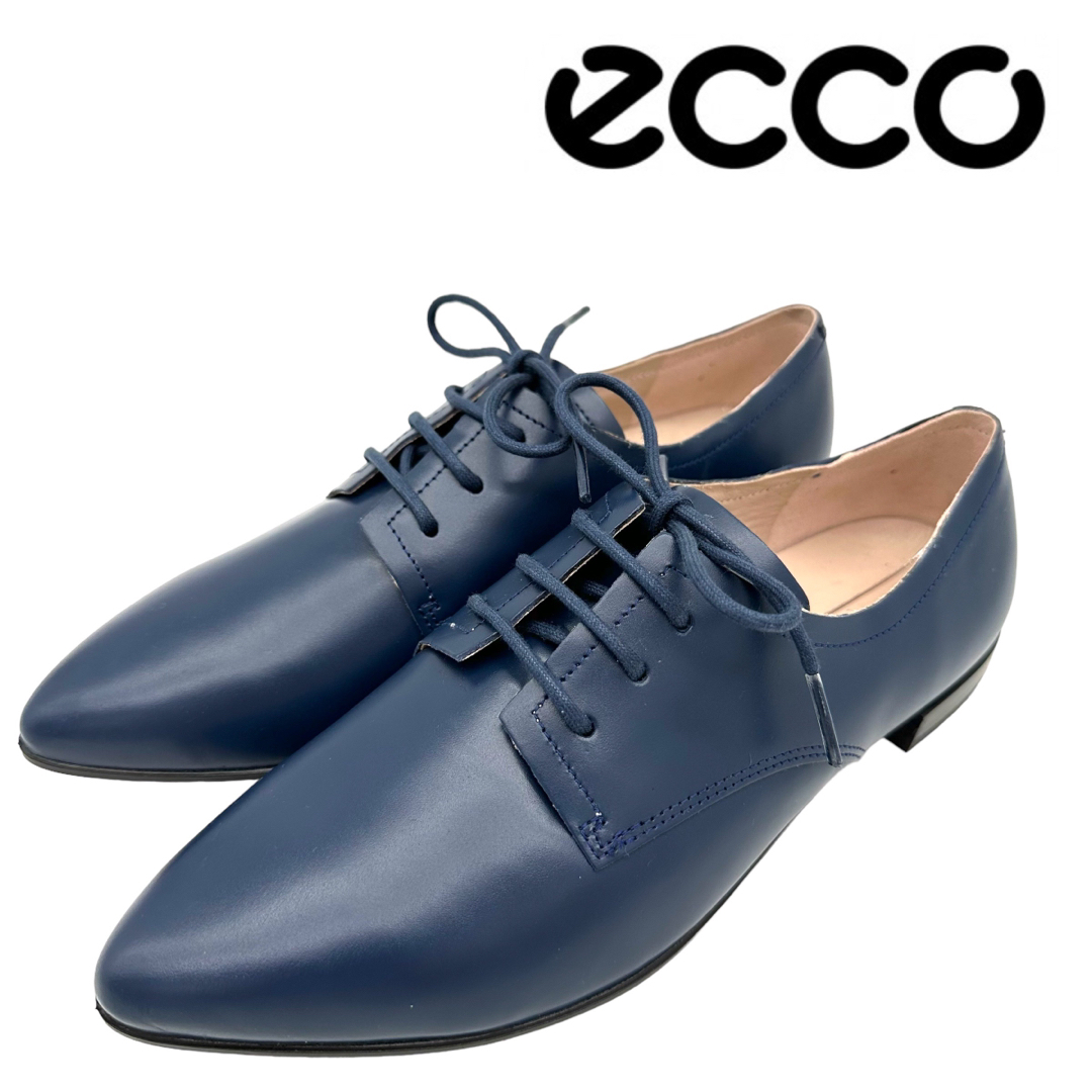 〈極美品〉ecco エコー【22.0cm】レースアップ ローファー ネイビー