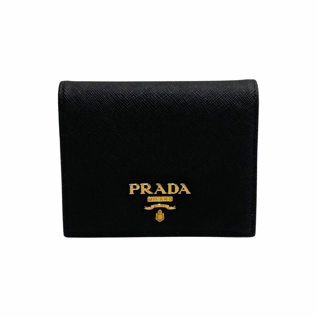 【極美品】PRADA プラダ　サフィアーノ　レザー　金具　折財布