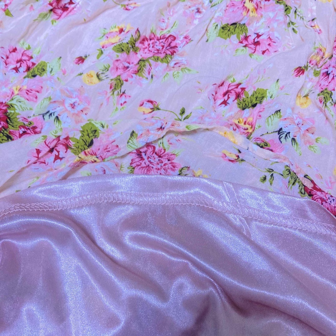 ノースリーブ　ワンピース　花柄　ピンク レディースのワンピース(ひざ丈ワンピース)の商品写真