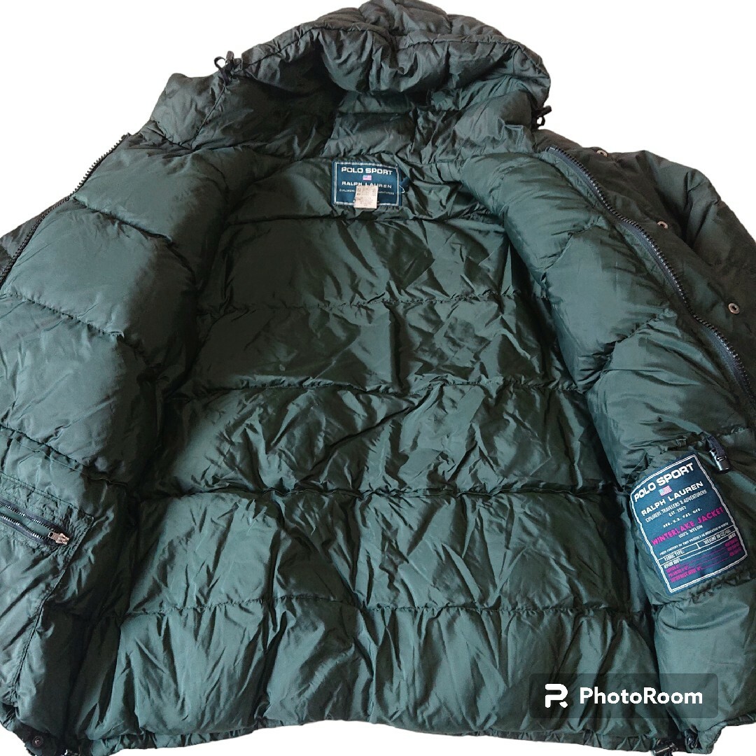☆状態良好☆POLO SPORT ダウンジャケット 深緑 XL アメカジ 古着