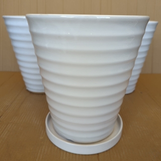 【観葉植物の鉢】受け皿付き　陶器鉢　9号 　 80V(プランター)