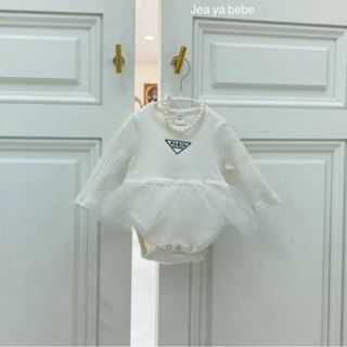 【説明欄必読】韓国子供服 70cm ホワイト PARIS ロンパース(ロンパース)