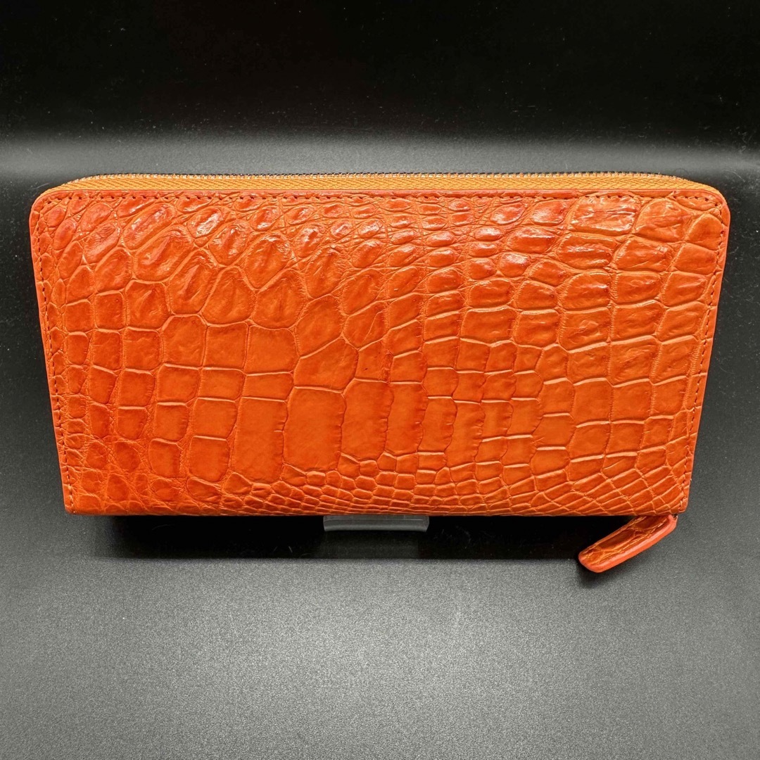 本革クロコ・一枚革】 ◇シャム クロコダイル 長財布 オレンジ M