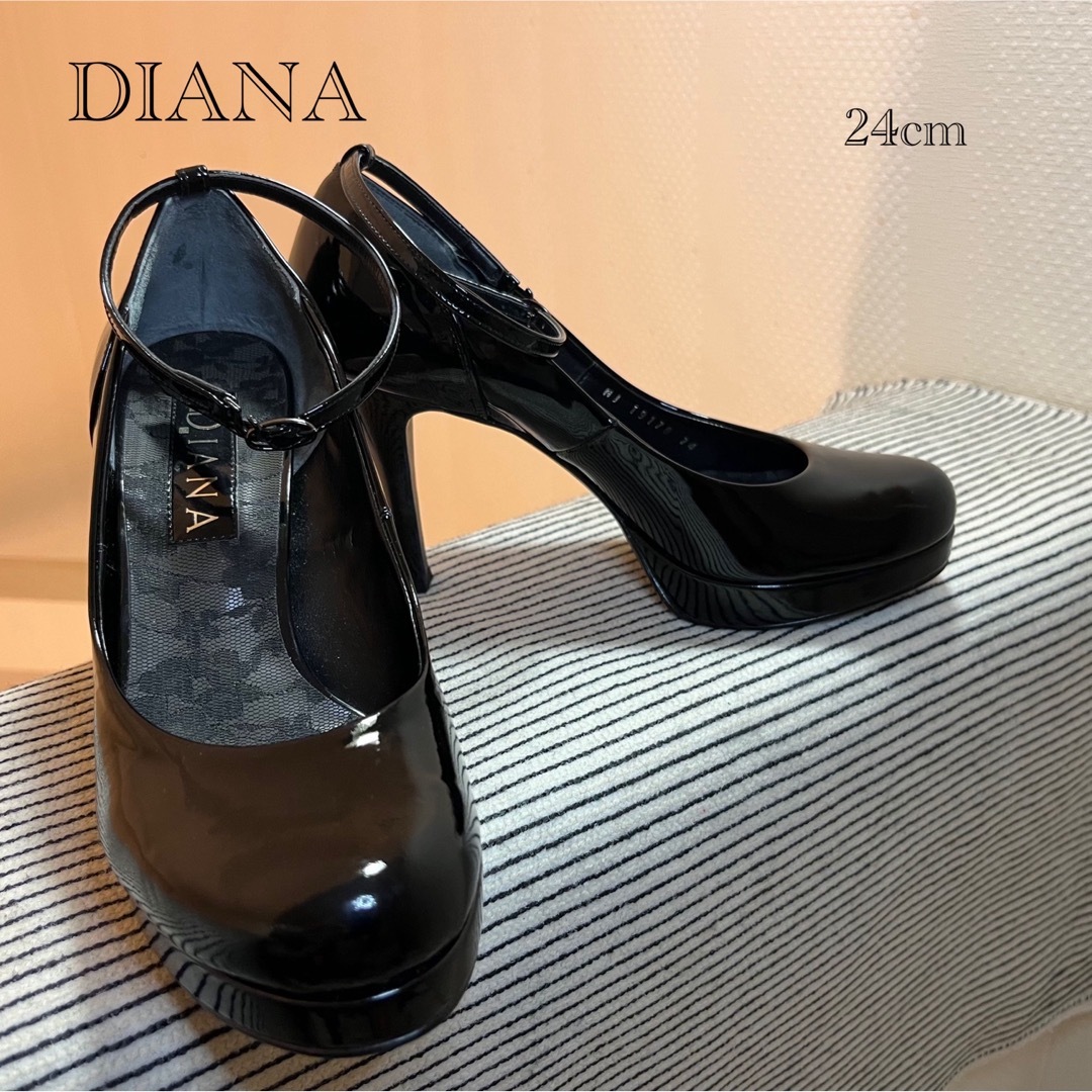 ★ブラック×スエード★極美品 DIANA/ダイアナ チャンキーヒール 24cm