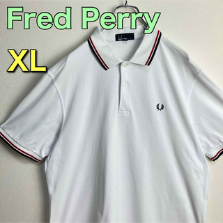 フレッドペリー(FRED PERRY)の大人気　フレッドペリー　ポロシャツ　XL 白　赤紺　M12 美品(ポロシャツ)