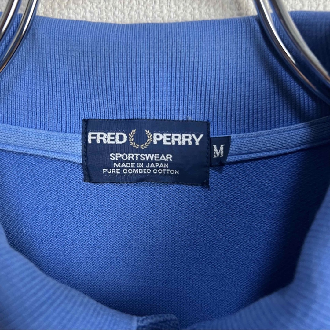 FRED PERRY(フレッドペリー)のビンテージ　フレッドペリー　ポロシャツ　M ブルー　青　古着　半袖 メンズのトップス(ポロシャツ)の商品写真