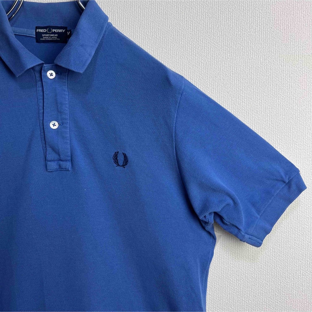 FRED PERRY(フレッドペリー)のビンテージ　フレッドペリー　ポロシャツ　M ブルー　青　古着　半袖 メンズのトップス(ポロシャツ)の商品写真