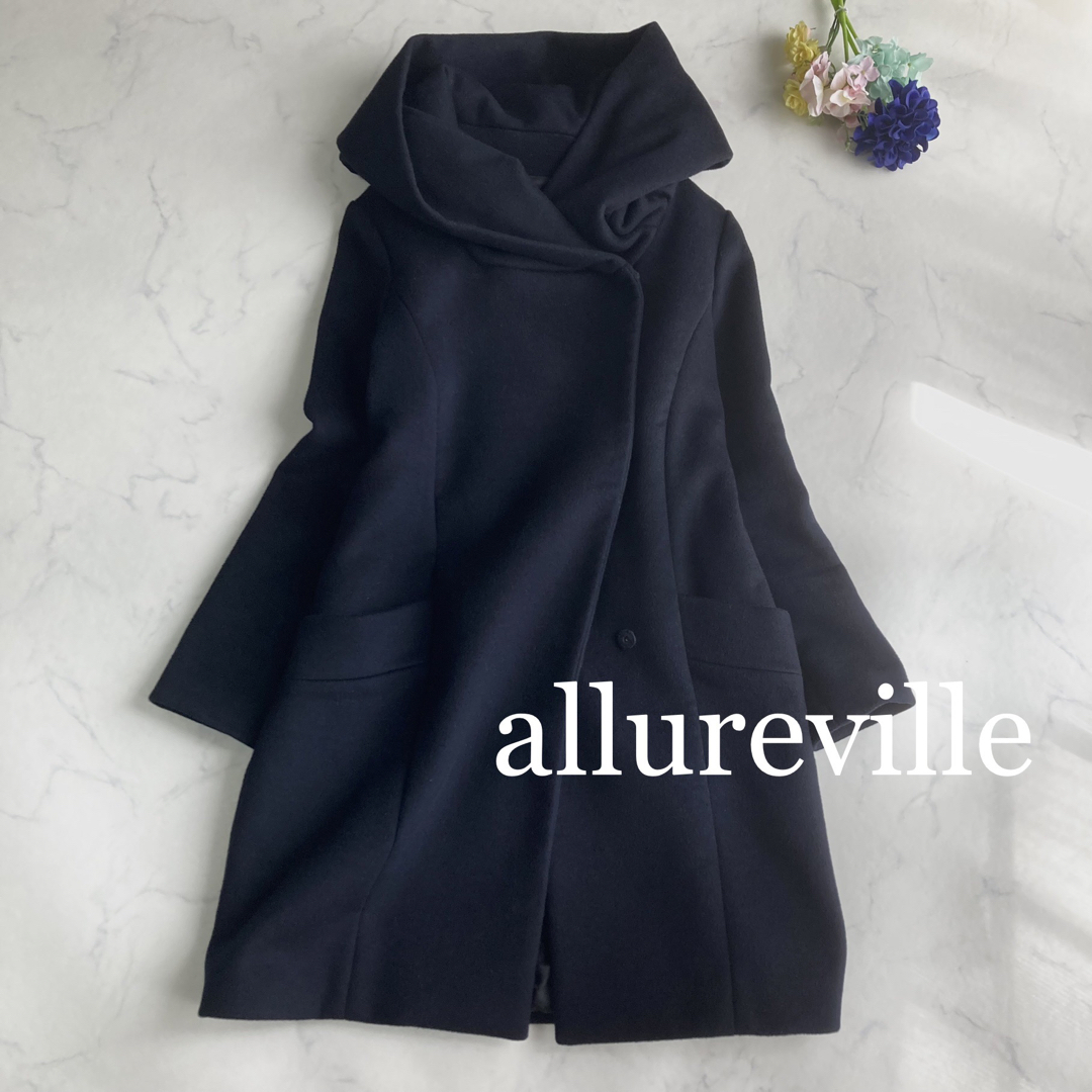 allureville ダブルクロスビックフードコート S ネイビー