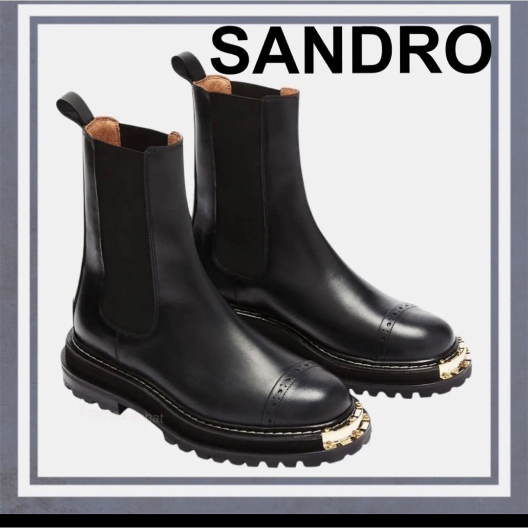 【美品】SANDRO サンドロ　ミッドカーフ　サイドゴア ブーツ