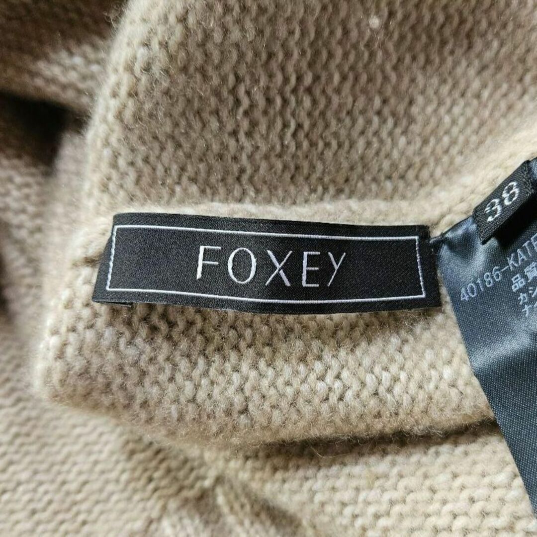【美品】フォクシー カシミヤ ニット タートルネック ロゴ セーター ベージュ