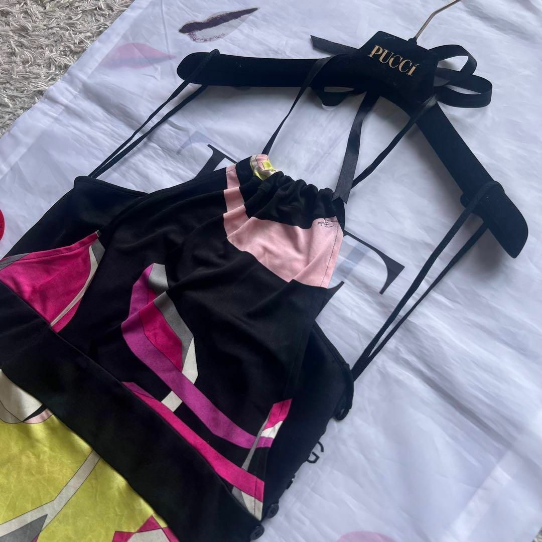【美品】EMILIO PUCCI プッチ柄ワンピース ホルターネック EMILIO PUCCI エミリオプッチ ホルター ノースリーブ ワンピース