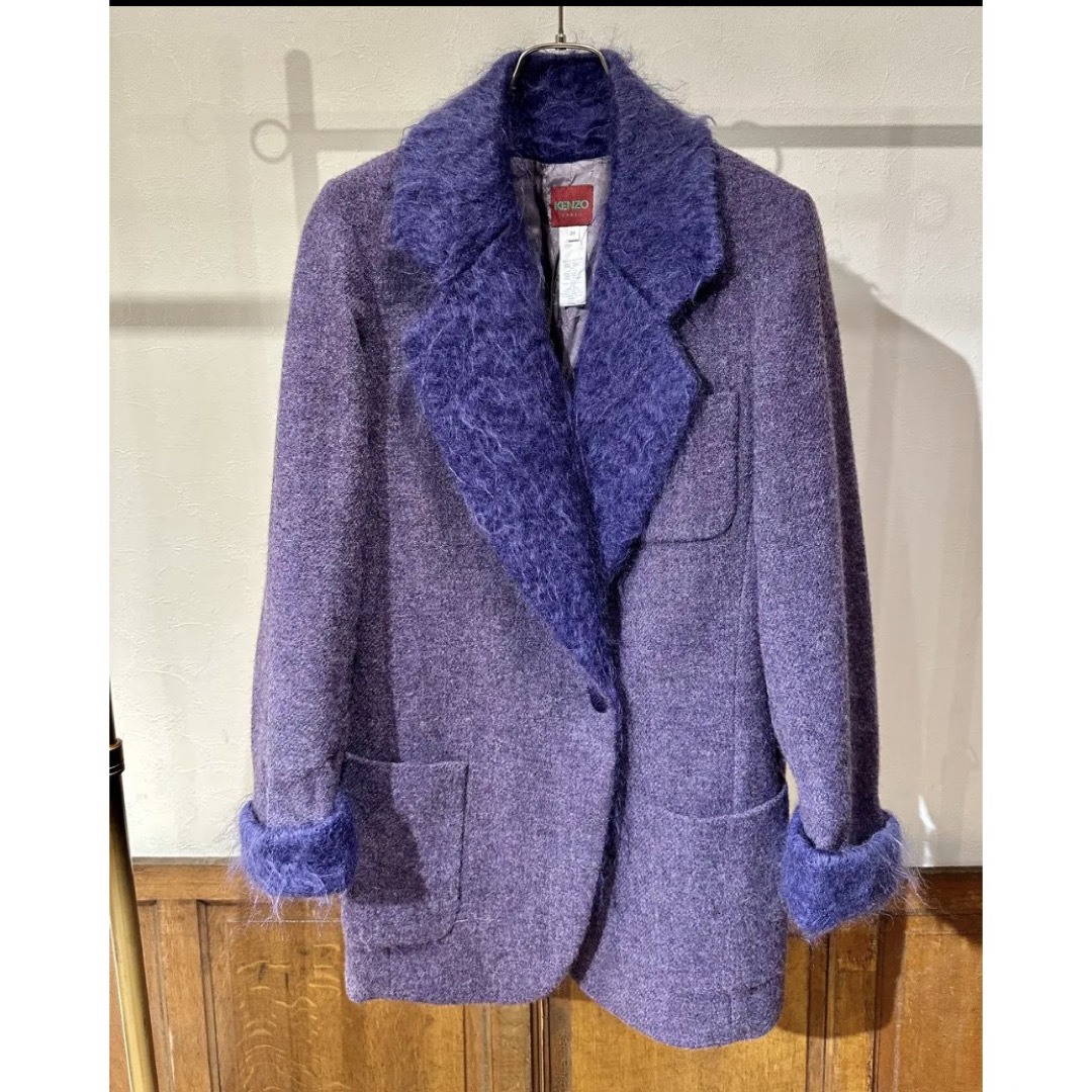 KENZO(ケンゾー)のKENZO purple wool mohair jacket coat レディースのジャケット/アウター(チェスターコート)の商品写真