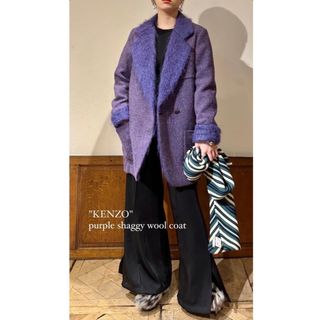 ケンゾー(KENZO)のKENZO purple wool mohair jacket coat(チェスターコート)