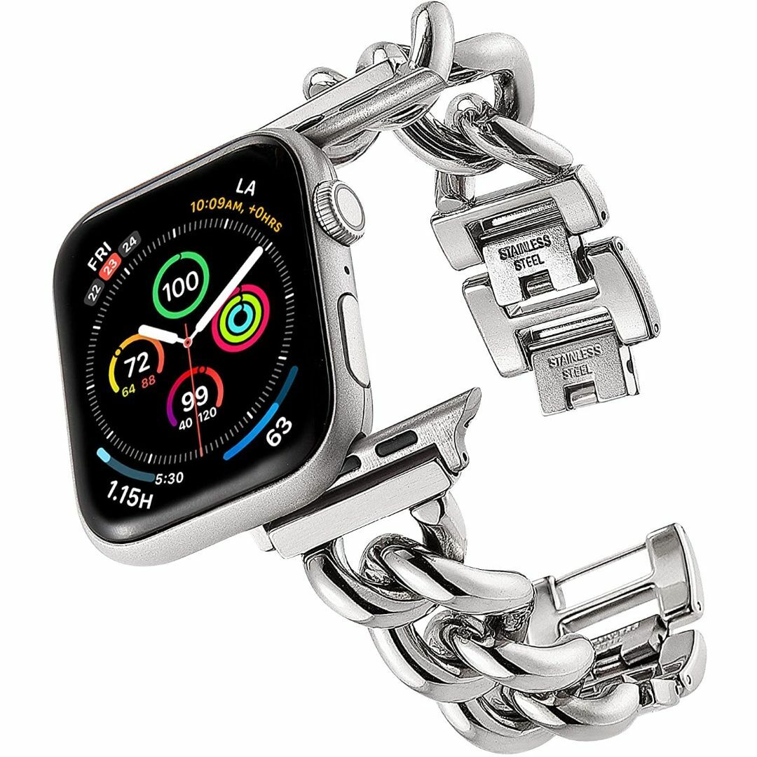 【特価商品】Apple Watch バンド ステンレス チェーン ベルト シルバ