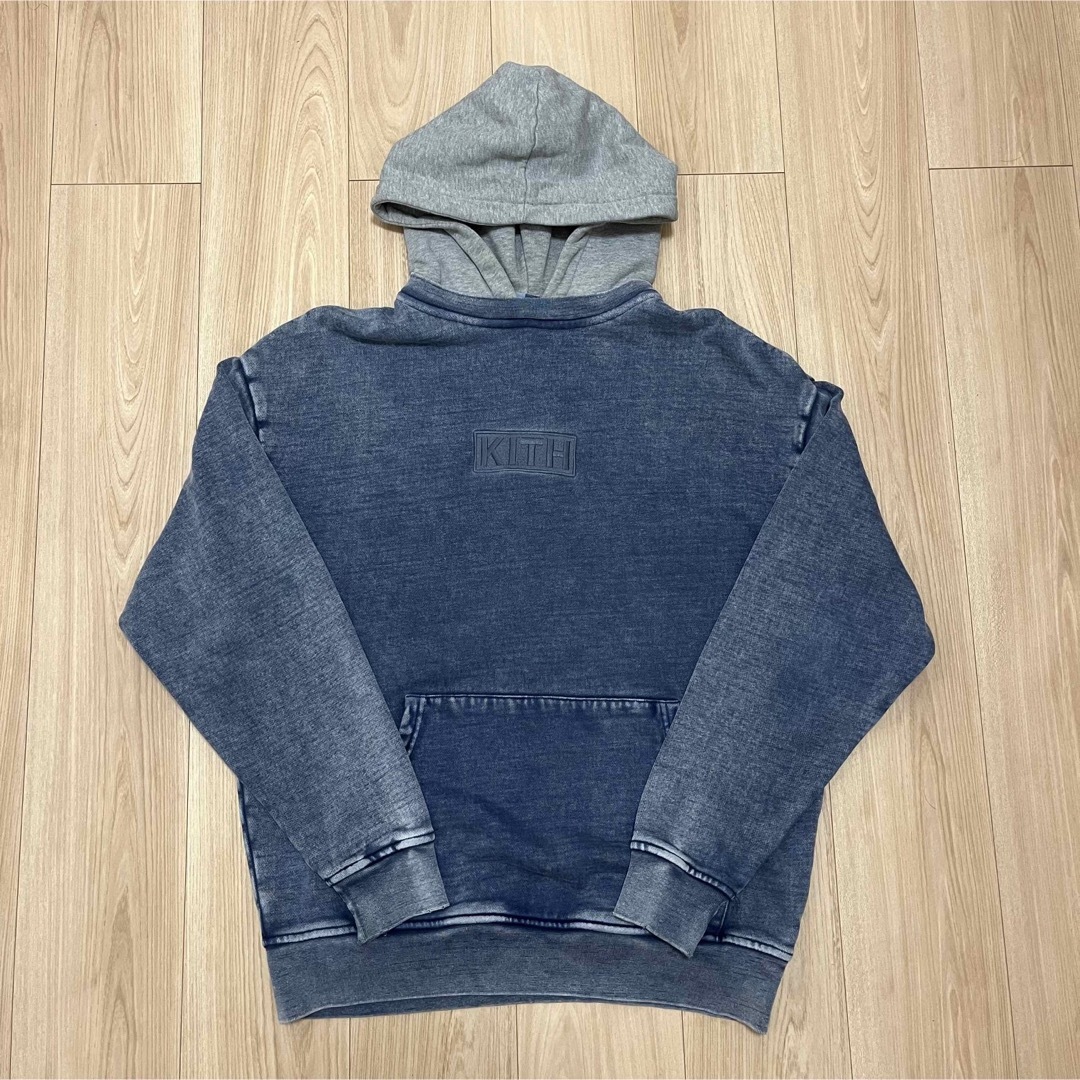 KITH OVERDYED HEATHER パーカー　デニム色