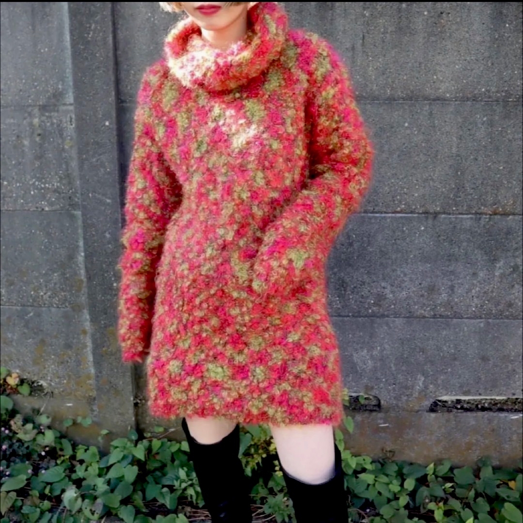 1980's melange mix mohair pink knit